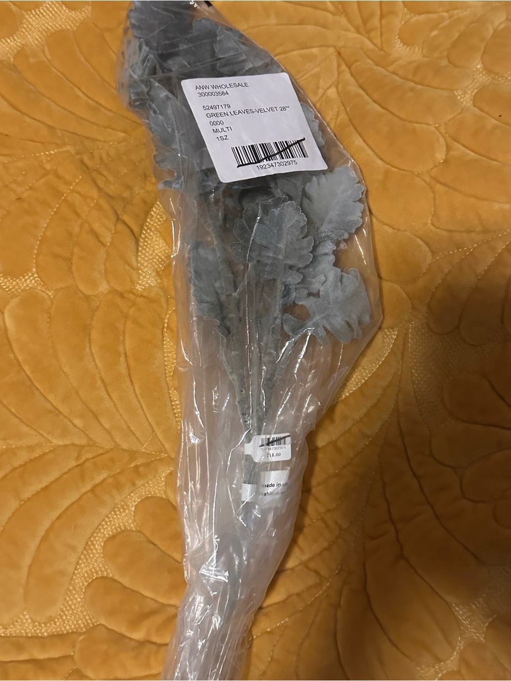 Terrain Anthropologie Green Velvet Leaves spray
